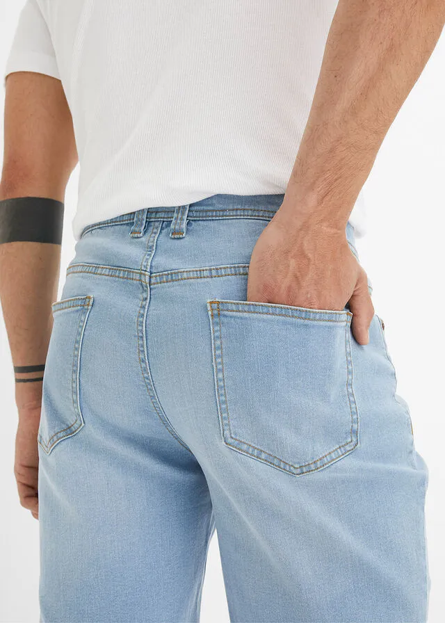 Bermudas vaqueras elásticas con corte normal (2 unidades) Denim claro + sarga blanca